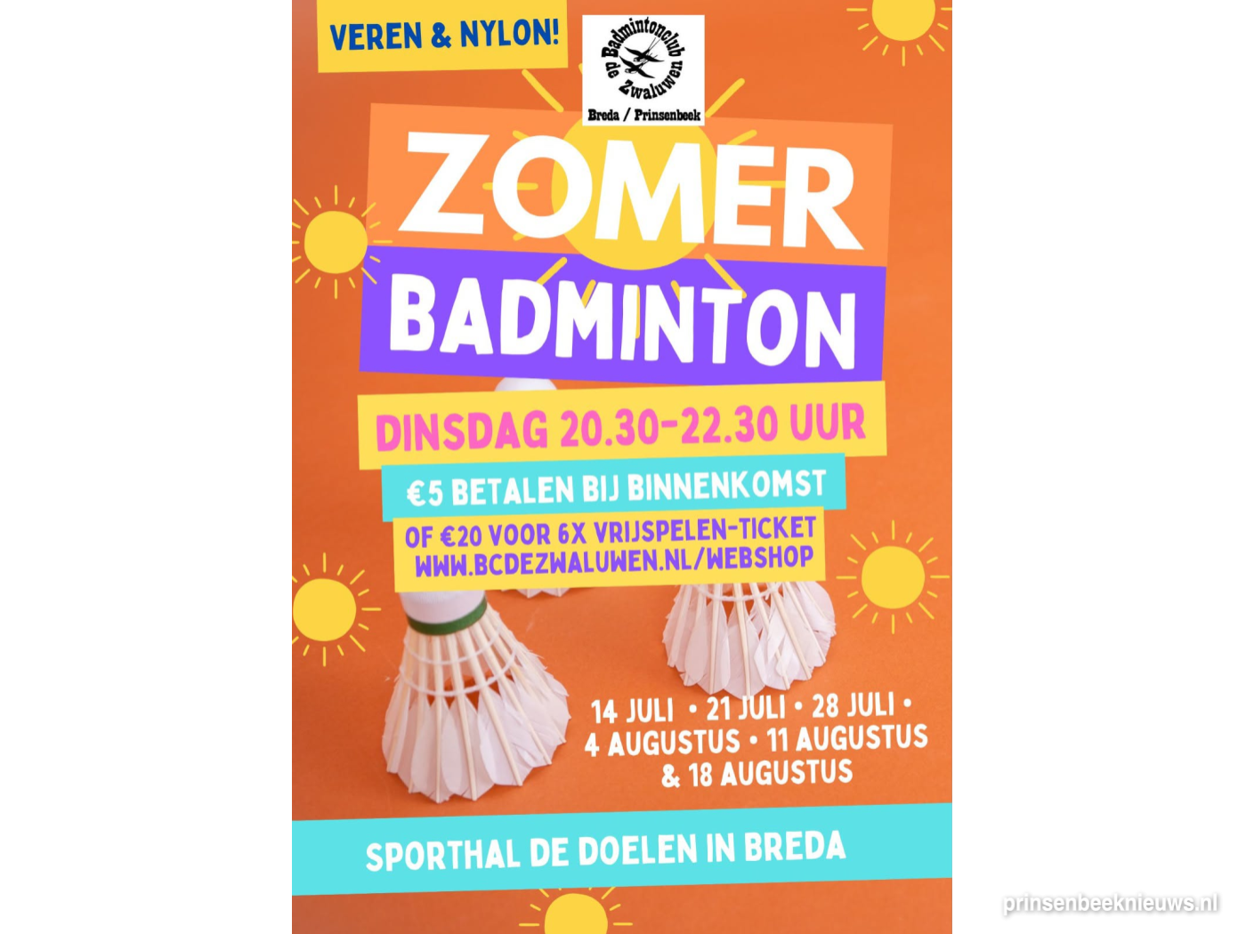 Zomerbadminton, ook voor niet-leden